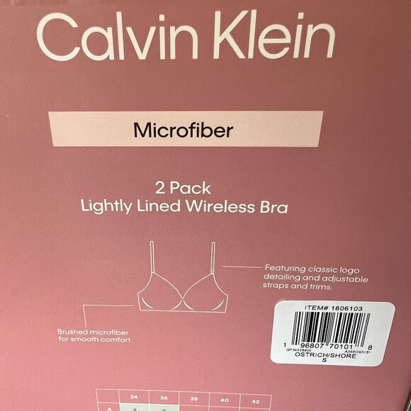 CALVIN KLEIN Bras 2-Pack XL Lightly Lined Wireless Microfiber Black Gray NWT - Picture 6 of 8